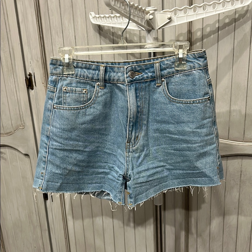 SHEIN Blue Jean Shorts Distressed Cut-Off Style
